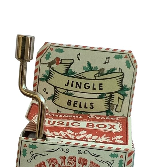 Christmas Pocket Music Box Jingle Bells By Twos Company Hand Crank - Picture 4 of 4